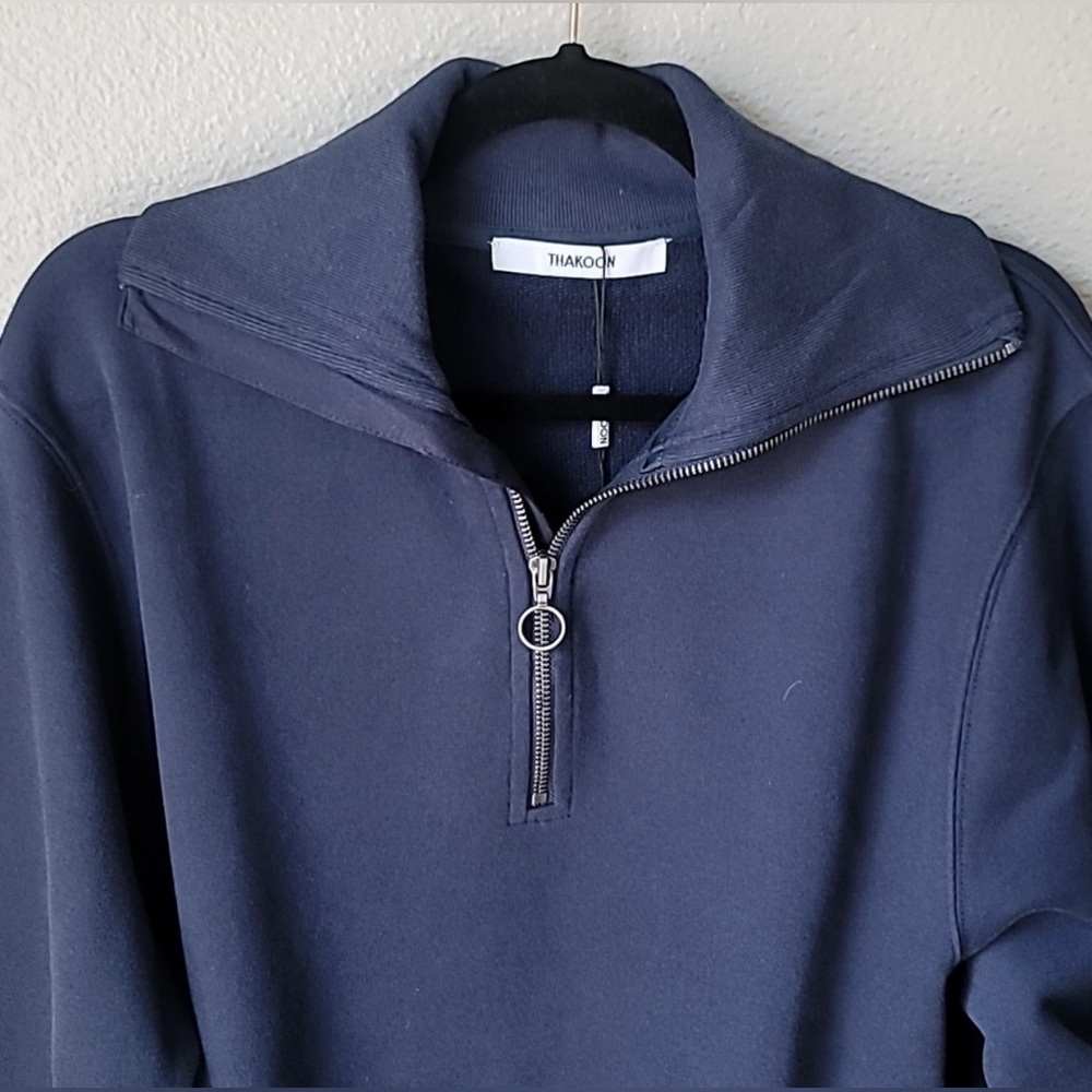 Thakoon Navy Quarter Zip‎ Pullover Sweatshirt - Size Small NWT - Picture 10 of 12